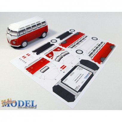 Bus Turystyczny - Czerwony - Sklej Model nr 32