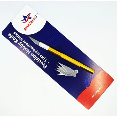 Nóż skalpel modelarski GOLD + 5 ostrzy - Amaznig Art