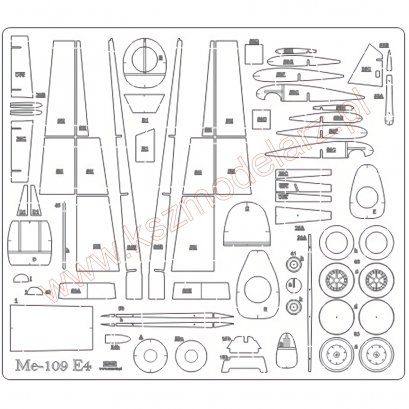 Bf-109 E - szkielet wycięty laserowo - MPModel 15, 28 i 47