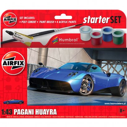 Zestaw: Pagani Huayra + farby + pędzelki + klej - Airfix A55008