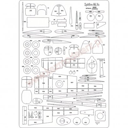 Spitfire Mk.Vc - szkielet wycięty laserowo  - MPModel 26