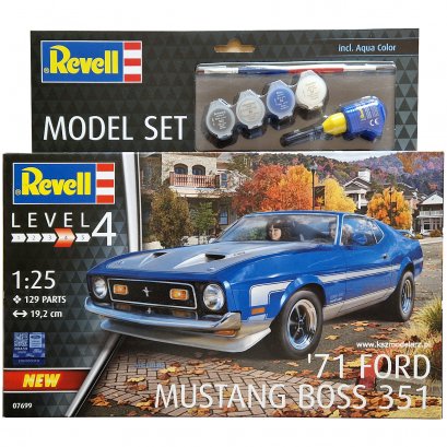 Zestaw: Mustang Boss 351 '71 + farby + klej - REVELL 67699
