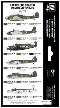 Vallejo 71148 RAF colors Coastal Command 1939-1945 - Zestaw 8 farb Model Air
