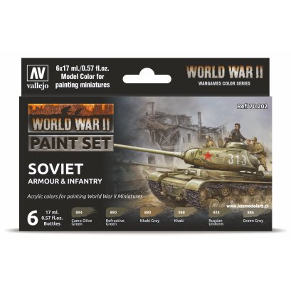 Vallejo 70202 WWII Soviet Armour & Infantry - Zestaw 6 farb Model Color