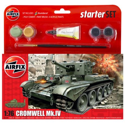 Zestaw: czołg Cromwell Mk.IV + farby + pędzelek + klej - Airfix A55109A