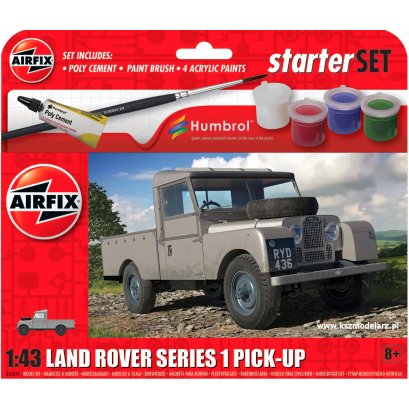Zestaw: Land Rover Series 1 Pick-Up + farby + pędzelek + klej - Airfix A55012