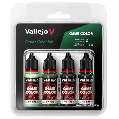 Vallejo 72384 - Green Color Set - Zestaw 4 farb Game Color