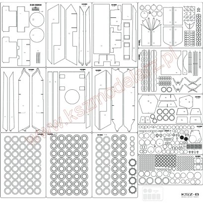 E-90 Bison - szkielet, detale wycięte laserowo - Angraf 270