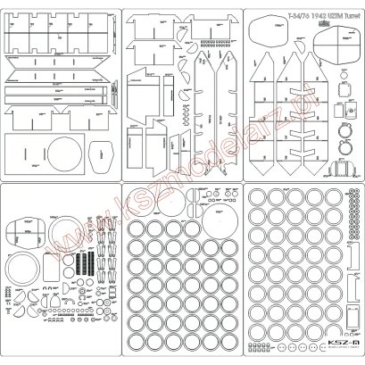 T-34/76 1942 UZTM Turret - szkielet detale - Angraf 192