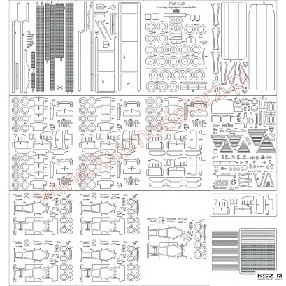 STAR C-25 z naczepą - szkielet, detale wycięte laserowo - Angraf 211