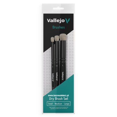 Vallejo B07990 Dry Brush Set – 3 pędzle naturalne