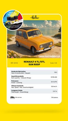 Renault 4 TL/GTL Sun Roof + farby + klej - Heller 58704