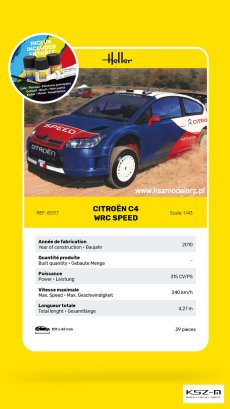 Citroen C4 WRC SPEED + farby + klej - Heller 56117
