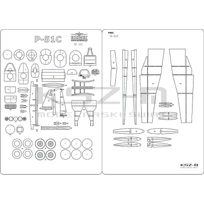 P-51C Mustang - szkielet, detale - MPModel 131 i 135