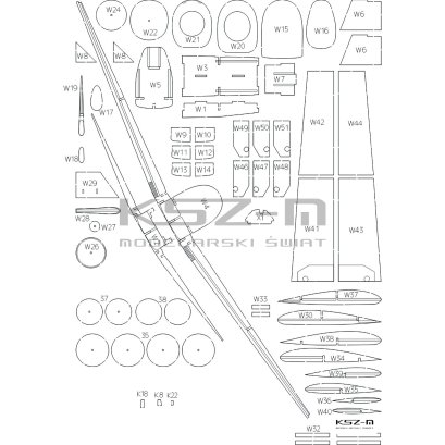Messerschmitt Bf-109E-3 – zestaw szkielet wycinany laserowo 1:33 – WAK 255