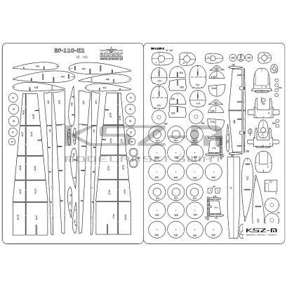 Bf-110E-2 TROP – szkielet detale wycinane laserowo 1:33 – MPModel 137