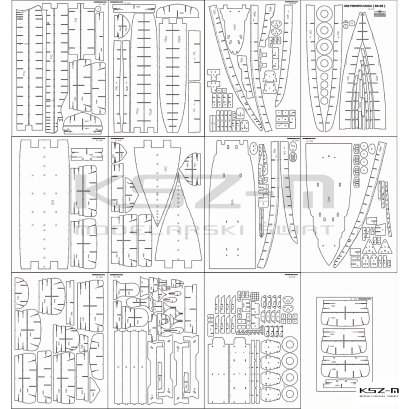 USS Pennsylvania – szkielet wycinany laserowo 1:200 – Card Army 07