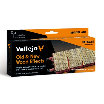 Vallejo 71187 Old & New Wood Effects – Model Air – zestaw 8 farb efekty drewna
