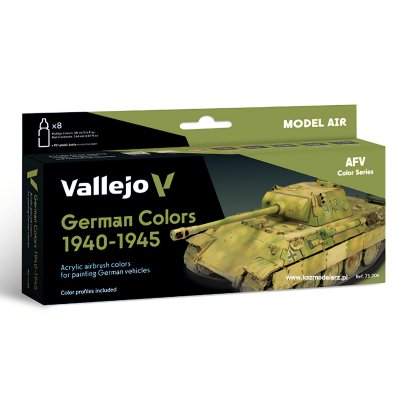 Vallejo 71206 German Colors 1940–1945 – Model Air – zestaw 8 farb niemieckie pojazdy WWII