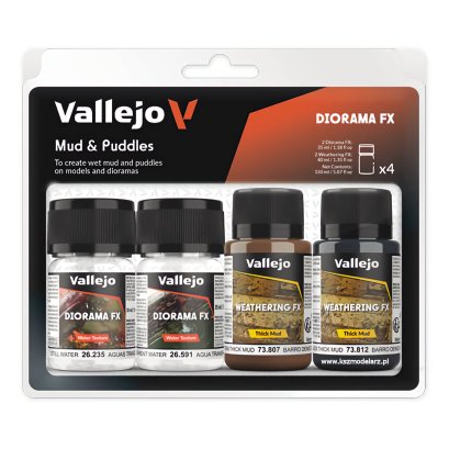 Vallejo 73189 Mud & Puddles – zestaw 4 produktów do dioram