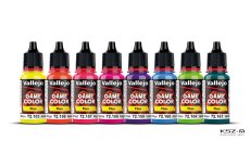 Vallejo 72214 Fluorescent Color Set – zestaw 8 farb Game Color 18 ml