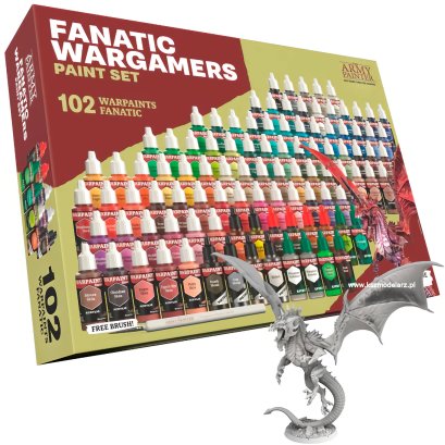 Army Painter WP8073 Warpaints Fanatic Wargamers Paint Set – zestaw 102 farb + figurka + pędzel