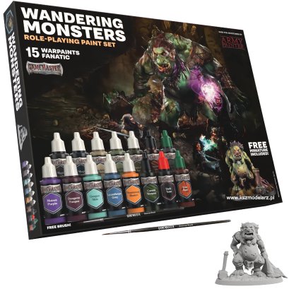 Army Painter GM1009 Wandering Monsters Paint Set – zestaw 15 farb + figurka + pędzel
