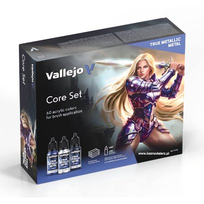 Vallejo 77273 Core Set – zestaw 60 metalicznych farb akrylowych 18 ml
