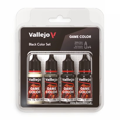 Vallejo 72393 Black Color Set – zestaw 4 farb Game Color 18 ml