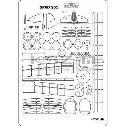 SPAD 51.C1 – szkielet wycinany laserem 1:33 – MPModel 149