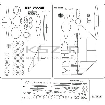SAAB J-35F Draken – szkielet wycinany laserowo 1:33 – Angraf 333