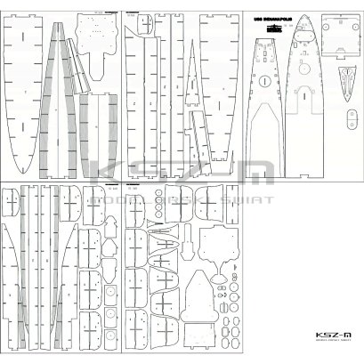 USS Indianapolis – szkielet wycinany laserowo 1:200 – Angraf 338