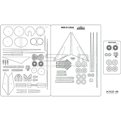 MiG E-152A Flipper – szkielet, detale wycinane laserowo 1:33 – Answer 633