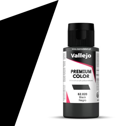 Vallejo 62020 Premium Color Black – czarna farba do aerografu 60 ml
